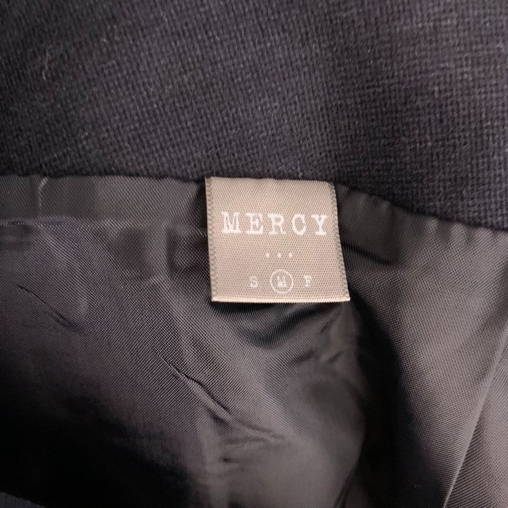 Mercy Micro Corduroy Mini Pencil Skirt S Blue Pockets Lined Ziper Flat Front - Picture 5 of 5